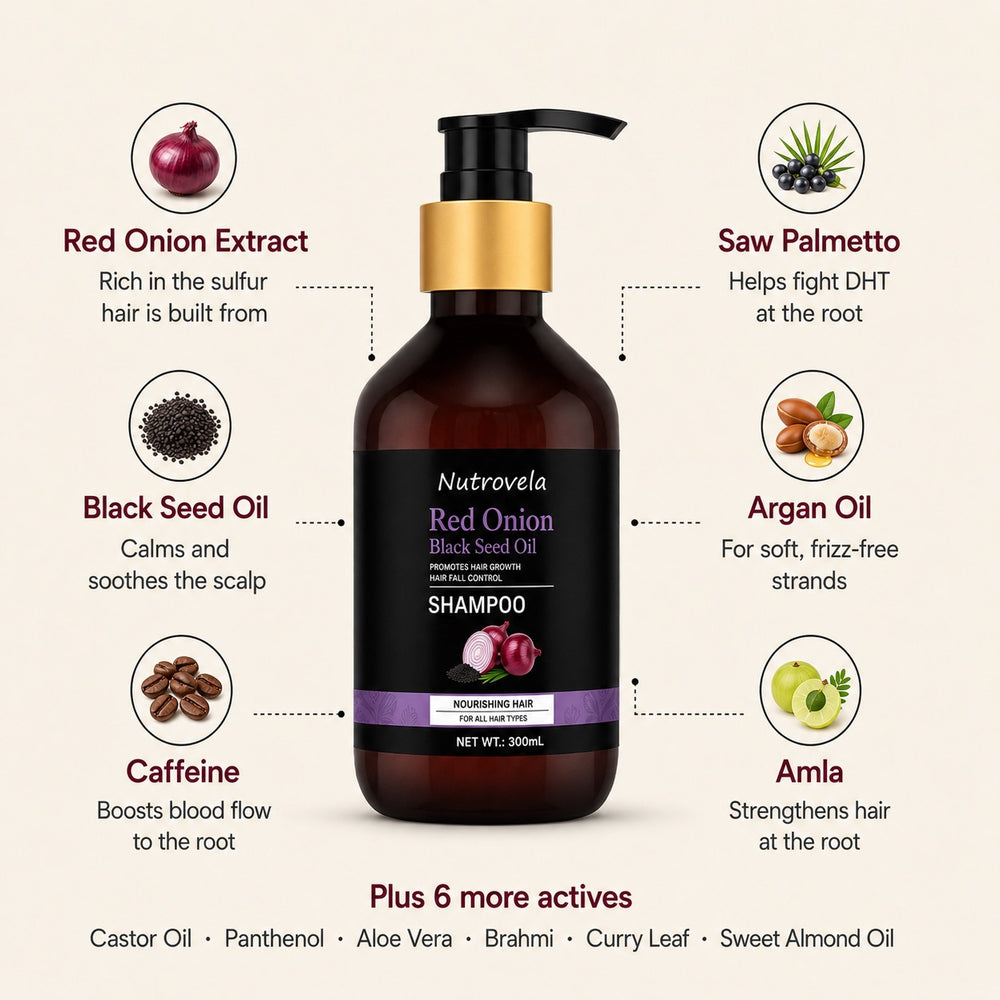 Nutrovela Onion Shampoo for Hair Loss & Thinning Hair